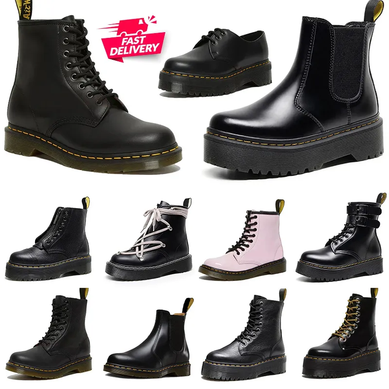 Top Quality Marten Designer Botas Mulher Doc Martens Mulheres Mocassins Homens Todos Negros Moda Dr Martin Plataforma Botas Inverno Sapato de Neve