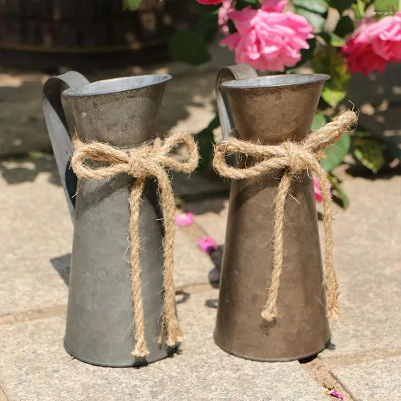 Vases Functional And Decorative Rustic Vase Metal Milk Jug Style For Flowers Wide Application Flower