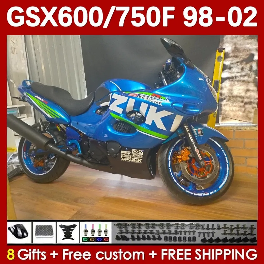 Kropp för Suzuki Katana GSX600F GSXF750 GSXF-750 GSXF 600 750 CC 169NO.0 GSX750F 600cc 750cc 98 99 00 01 02 GSXF600 GSXF-600 1998 1999 2000 2001 2002 FAILTING FACTORY BLUE BLUE