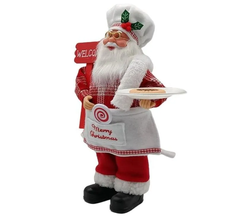 12 pouces Chef de Noël Figurine de Père Noël Accessoires de poupée Figurines de Père Noël Pendentif de Noël Ornements Fournitures de fête cadeaux pour enfants 213423459