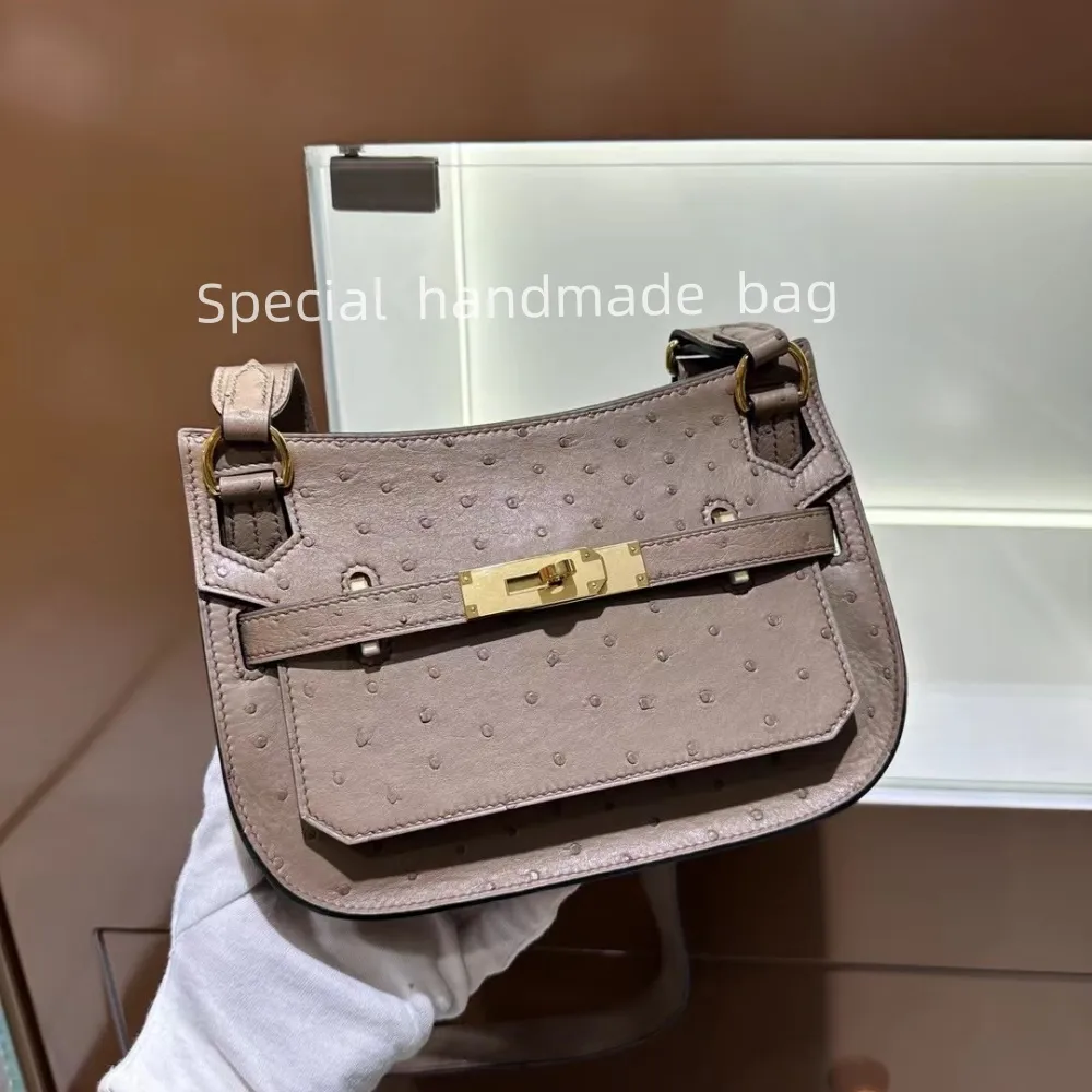 Strostrich geprägte Designer Frauen Handtasche echte Lederbeutel Umhängetasche Mode einfach Kalb Leder Strauß Hautschloss Key Haspartikart Handbeutel