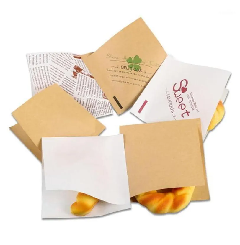 Presentförpackning 100st Matoljetät papperspåse Sandwich Donut Bröd bakningstillbehör Väskor för förpackning8757185