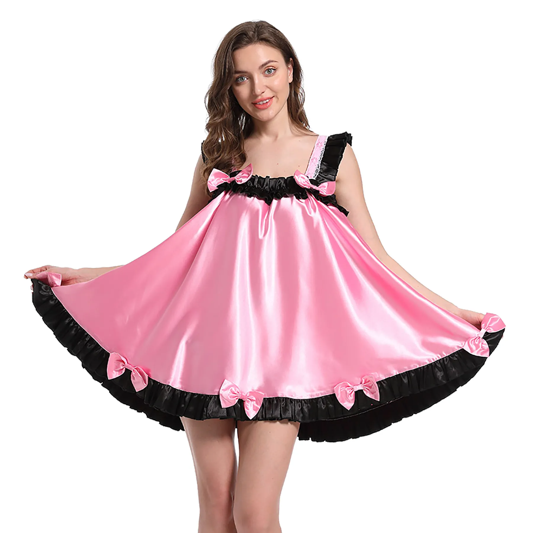 open lace back dress Puppy Maid Cosplay Dress Pink Blue Cotton Candy Kawaii Babe Pink/Blue / 4XL