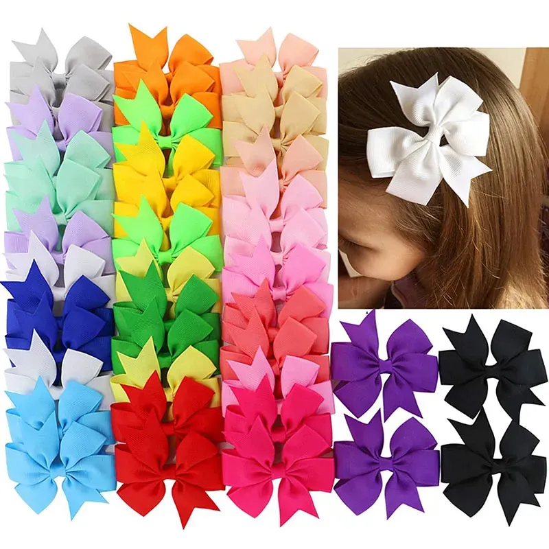 3 inch Baby Girls Bow Hairpins Barrettes Mini Swallowtail Bows Hairgrips Children Hair Clips Kids Hair Accessories 53 colors