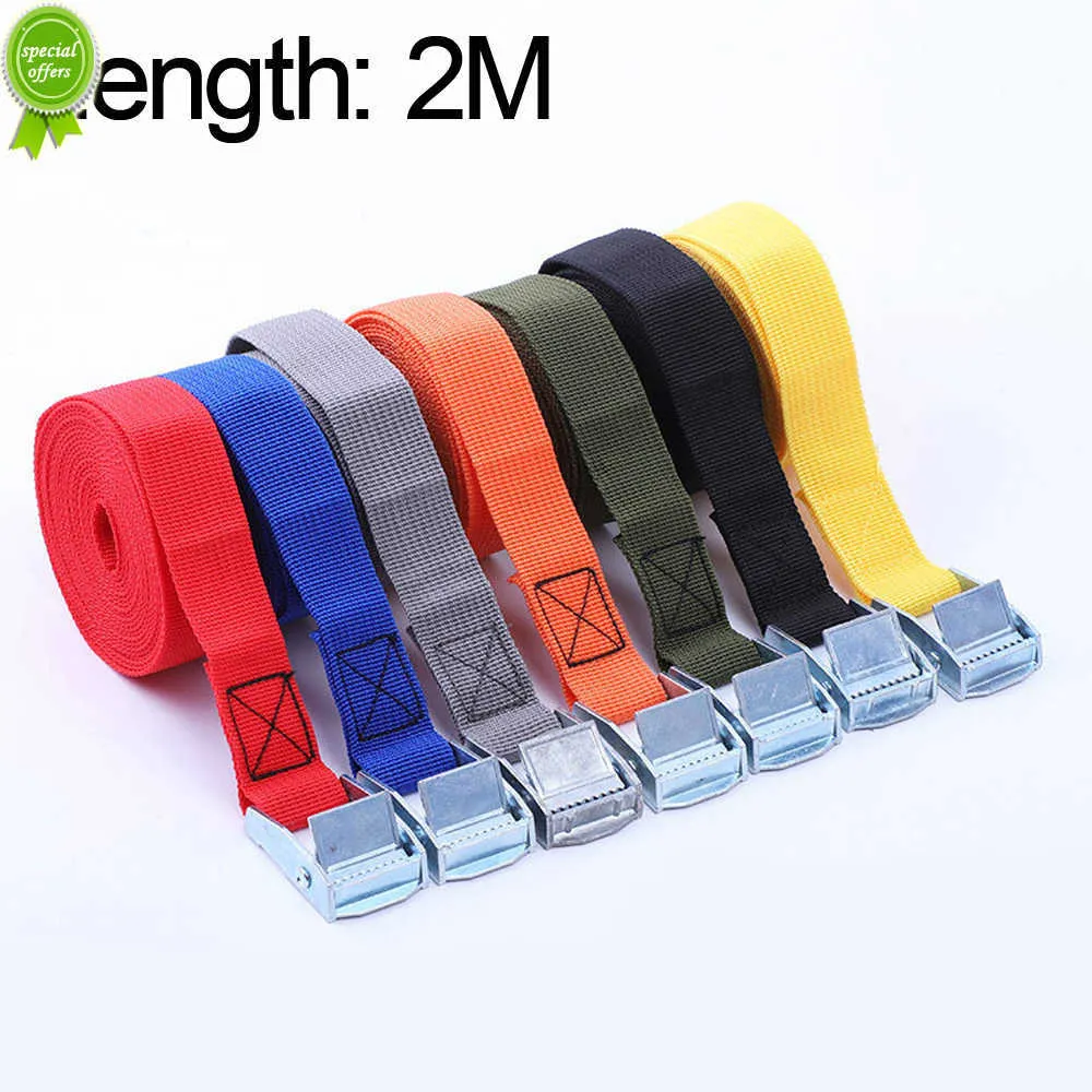 New New 2M Car Tension Rope Luggage Fixed Strap Cargo Roof Rack Lashing Straps Ratchet Tie Belt With Buckle Stowing Tidying Ratchet Belt