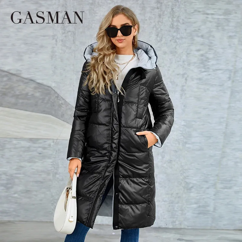 Kvinnor Down Parkas Gasman Winter Coats Women Slim Fit Classic Design Lång huva förtjockad varm down jacka casual ficka damer parta ld21103 231127