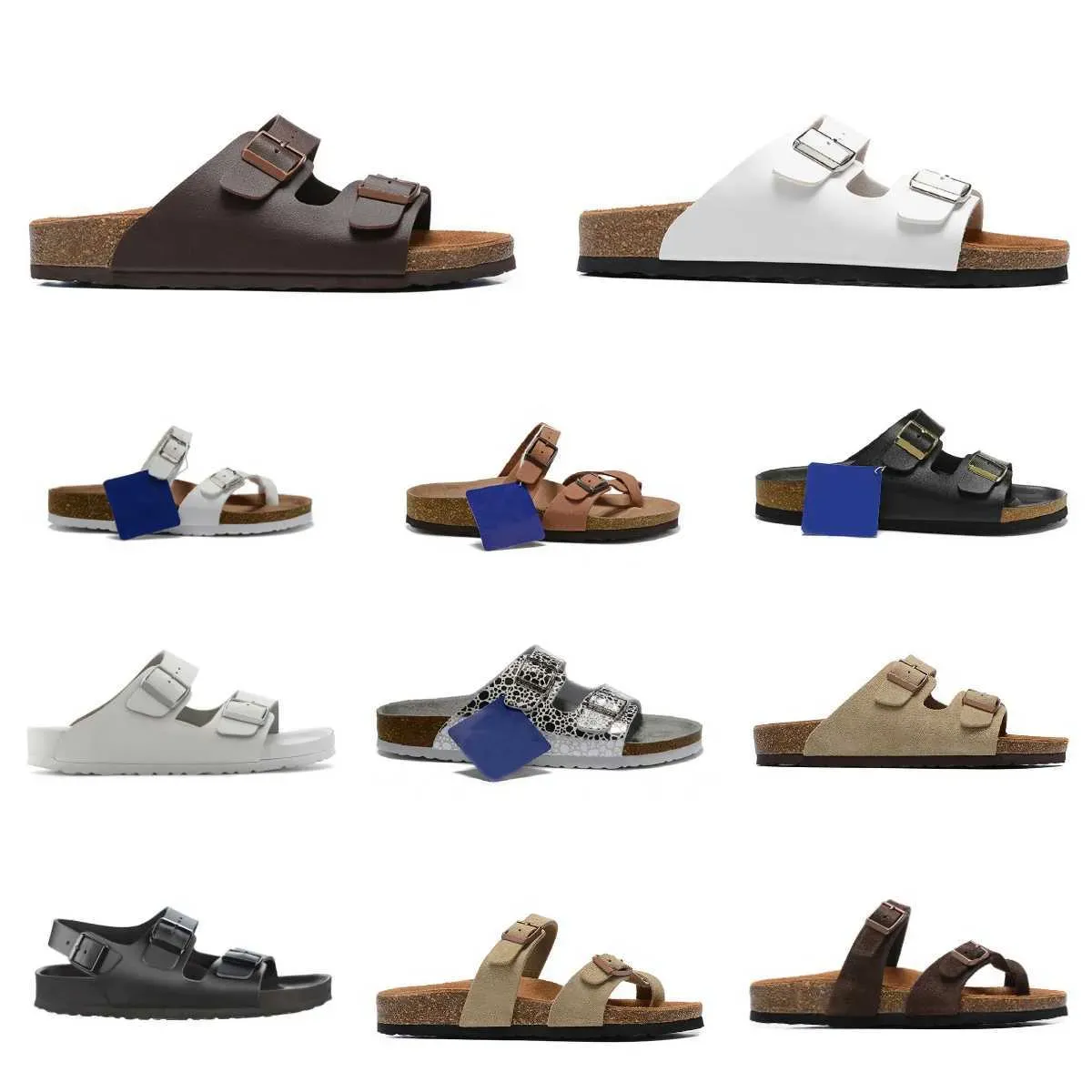 2023 Arizona Microfiber Mens kvinnor tofflor Vita bruna Birks Birkens Tock Sandaler Birko-flor Cog Flip Flops Hombres Beach inomhus Woody Mules Cork Flat Sliders