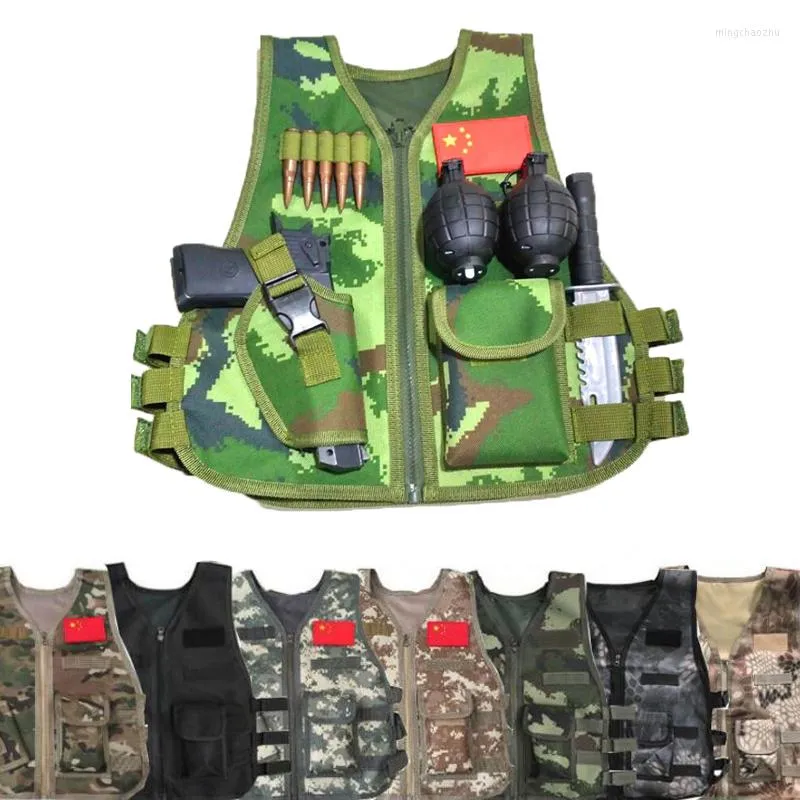 Giacche da caccia Bambini Esercito Tattico Militare Gilet da cecchino CP Uniforme mimetica Giungla Abbigliamento da combattimento Gioco CS per bambini