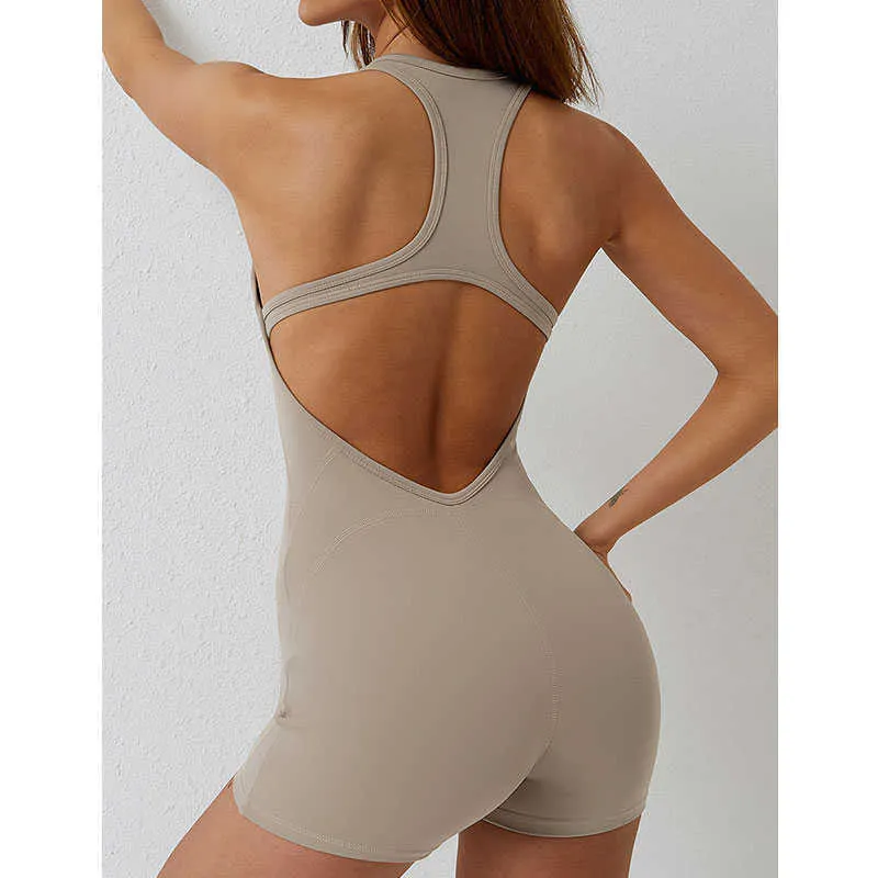 Yoga -outfit yoga bodysuit gym jumpsuit dames fitness sportkleding dance jurk gym workout kleding vrouwen backless heup lift een stuk yoga set p230504