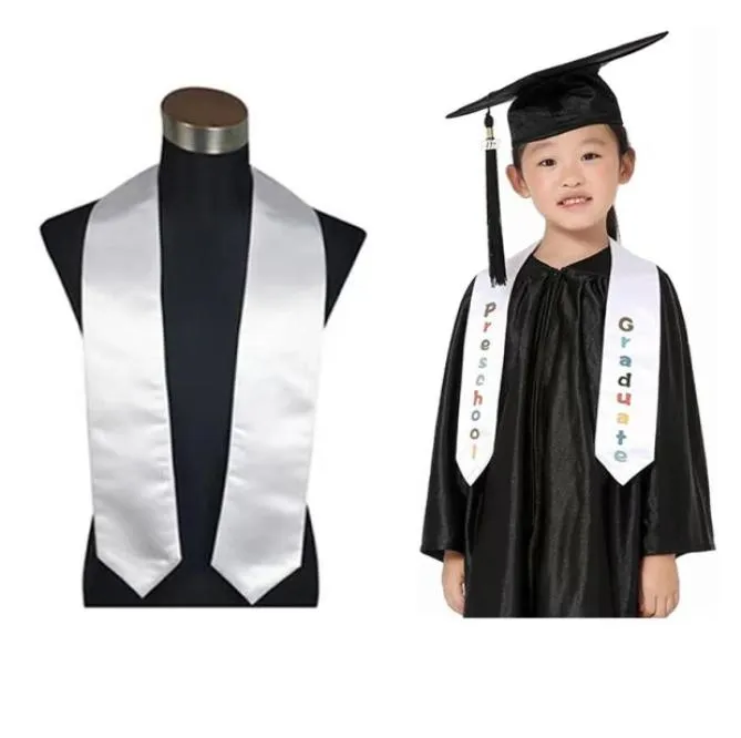 100pcslot 60 Polegada grad criança estudante vneck logotipo impressão casa têxtil sublimação em branco estolas de graduação para estudantes5049126