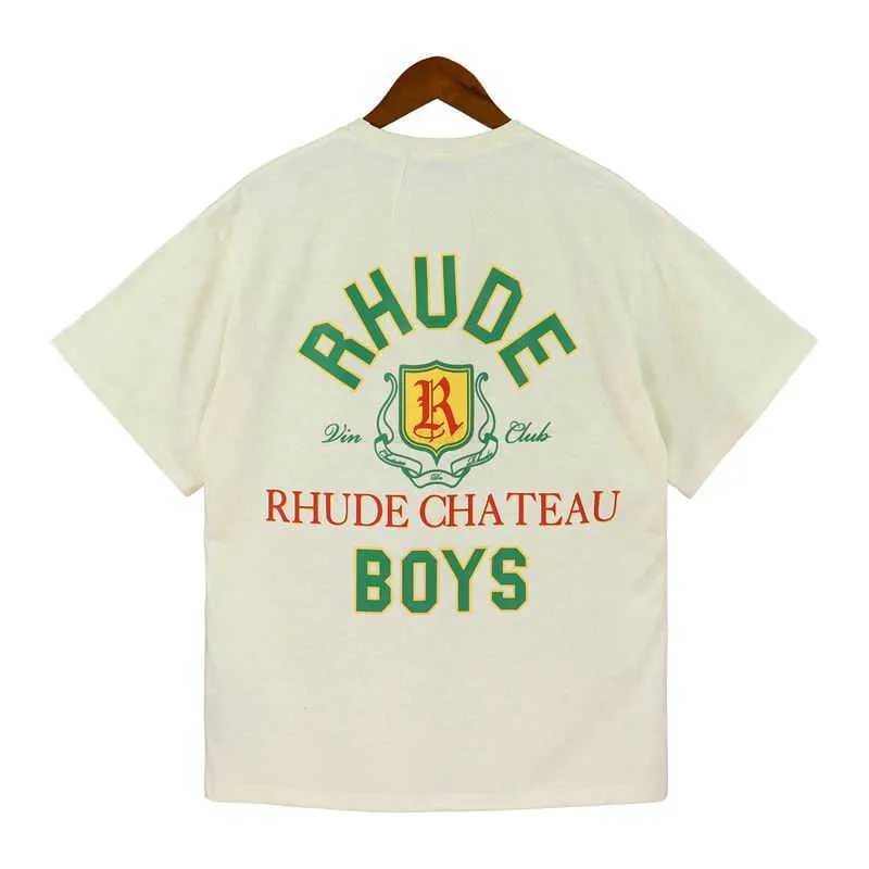 Mens Tshirts Rhude Racing Print Plus Size Cotton T Shirts Man Vintage Overized Tshirt Streetwear Tee Unisex Tees Youth SHORT HECEVES LOOKE TE07GQKU8