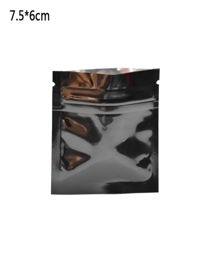 200 pezzi 75x6 cm nero lucido foglio di alluminio chiusura con zip superiore pacchetto sacchetto con impugnatura in mylar sacchetto di imballaggio con tacca di strappo imballaggio 3153521