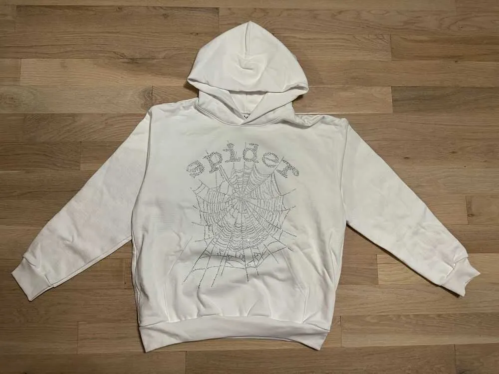 Mens Hoodies Sweatshirts Spider Worldwide Young Thug Spder White Rhinstone Hoodie Authentic