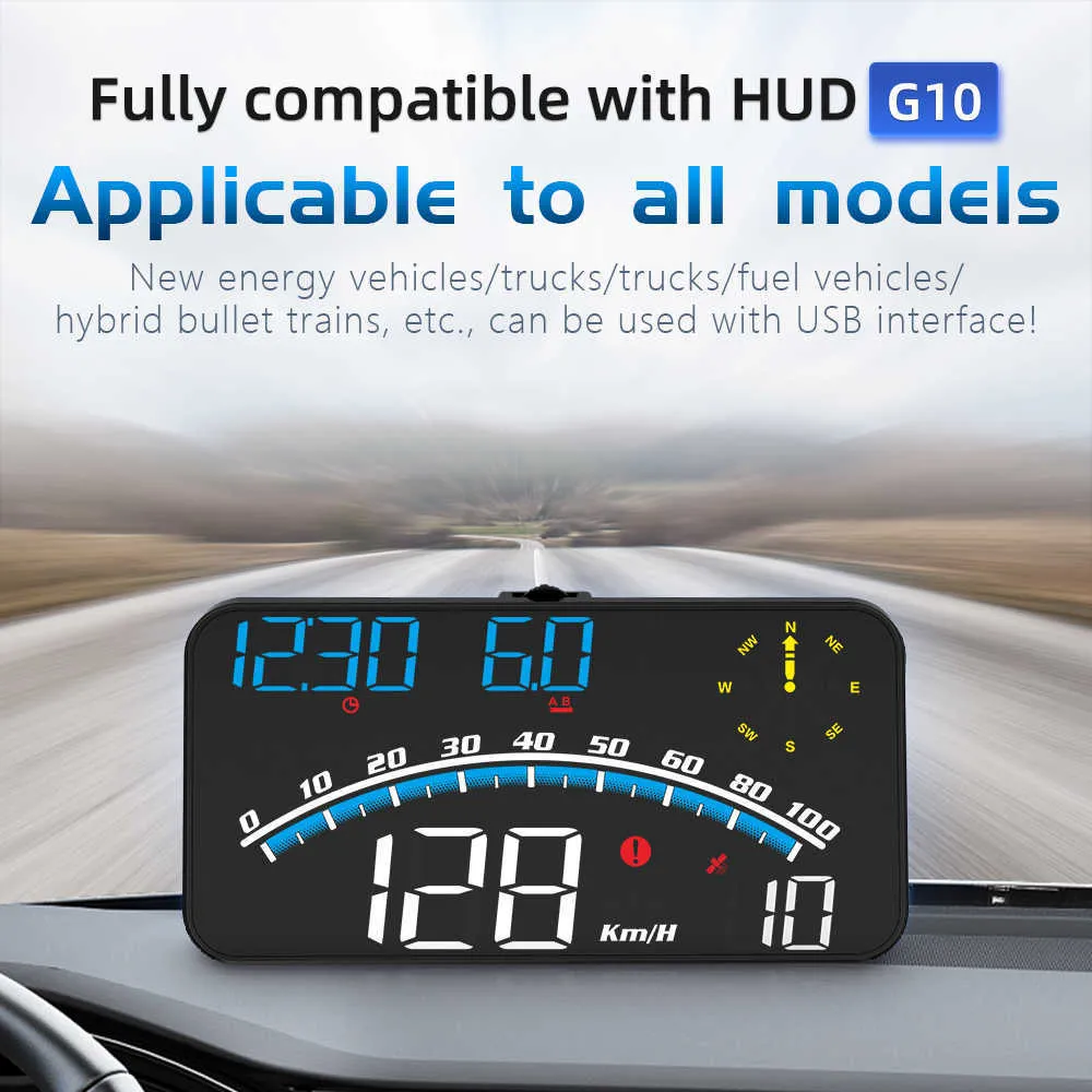 Écran HUD Head Up Display GPS Pour Voiture - Compteur De Vitesse MPH, Écran LCD Universel Plug And Play USB