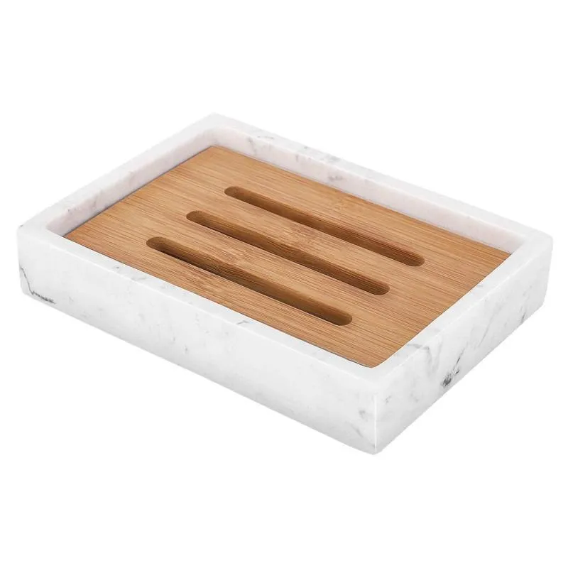 Dishes Soap Dish Tray Resin Soap Dish Bamboo Soap Bar Holder Box for Shower Kitchen Sink Double Layer Draining Soap Container Soap Case