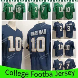 College Notre Dame10 Sam Hartman Football Jerseys 7 Audric Estime Men Stitched Jerseys  Green Navy Jersey