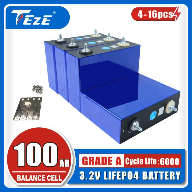 EV 100AH ​​4-16PCS 3.2V LIFEPO4 Pil 6000+Döngü DIY12V 24V 48V Hücreler Güneş karavanlı elektrik yatını AB vergiden muaf