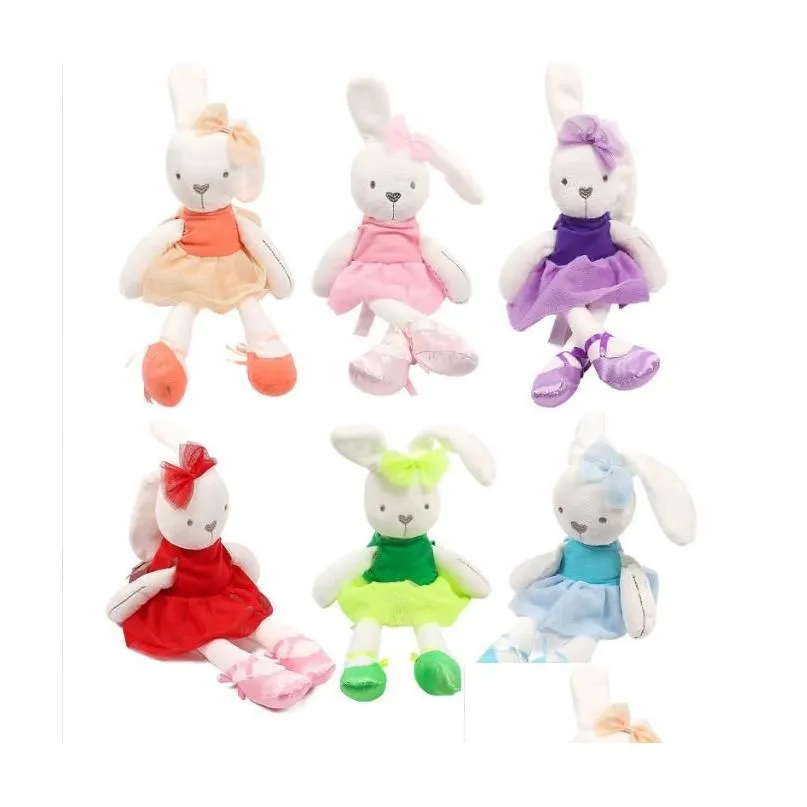 Animais de pelúcia enchidos 42cm bonito coelho usar pano com vestido brinquedo de pelúcia recheado macio animal bonecas ballet para bebê crianças presente de aniversário dhpja