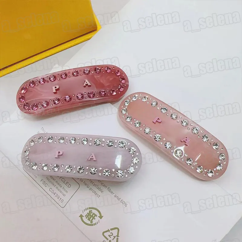 designer letters hair clip barrettes shining diamond acrylic classic hair pins for girls women party jewelry gift