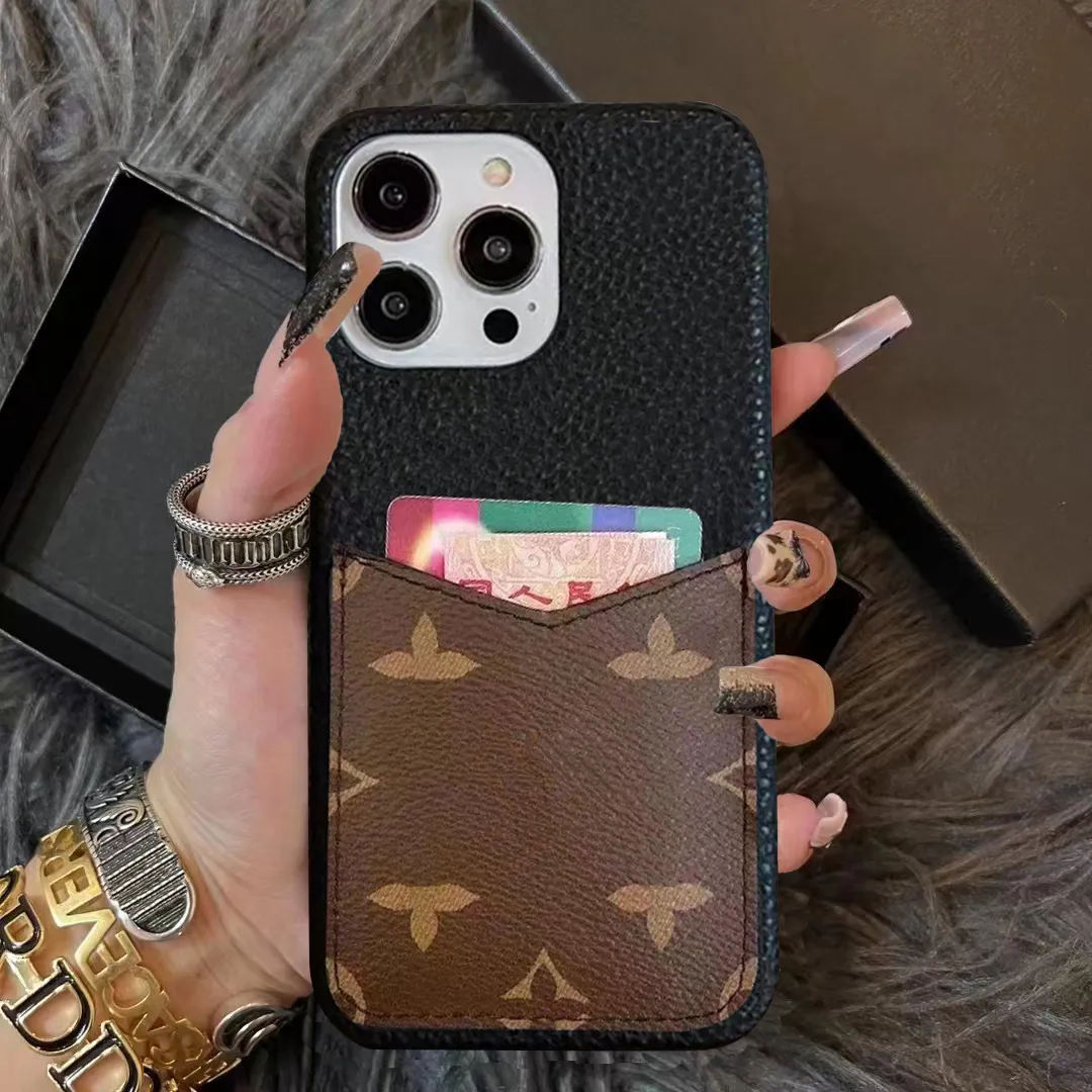 Designer iPhone Phone Cases 15 14 Pro max Luxury LU Leather Card Slot Holder Wallet High Quality 18 17 16 15pro 14pro 13pro 13 12pro 12 11 XS 7 8 Plus Purse with Logo Box