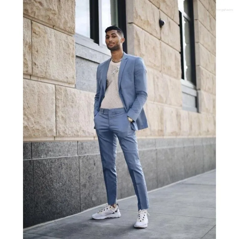 Men's Suits Spring Summer Men Sutis 2 Pieces Jacket Pant Set Casual Business Wedding Costume Homme Mariage Groomsman Tuxeds