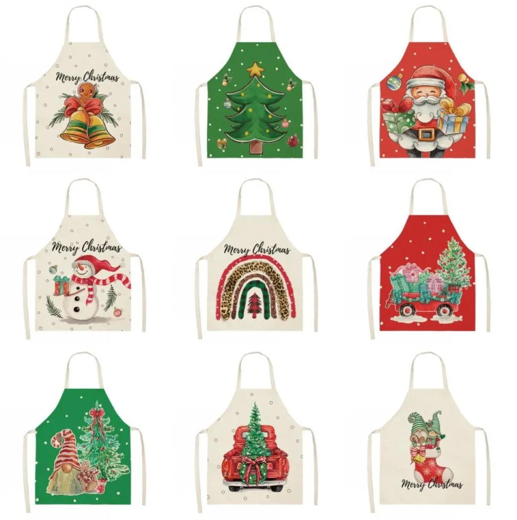 Tabliers de Noël réglables cuisine femmes chef cuisinier père Noël arbre flocon de neige style cuisson grillades tabliers 68x55 cm2657266