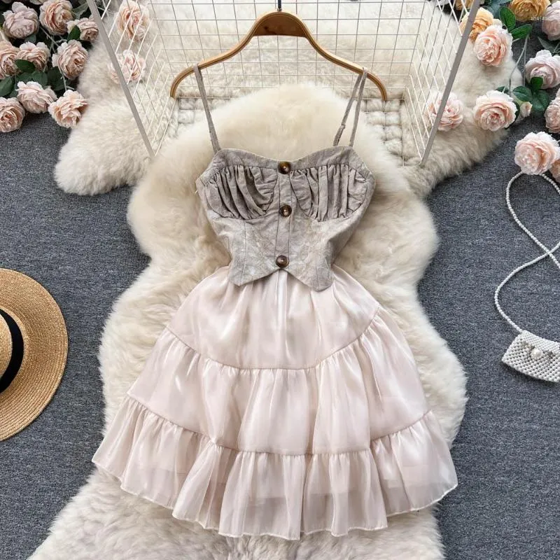 Casual Dresses Y2K Sexig klubbboll Bollklänning Fairy Dress Summer Sleeveless Spaghetti Strap Backless Mini Chic Elegant Evening Party Slip