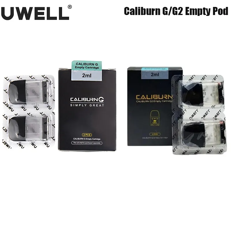 2pc/pack Original Uwell Caliburn G/ Caliburn G2 Empty Pod Cartridge 2ml Fit Caliburn G/G2 Coil Vape E-cigarette Authentic