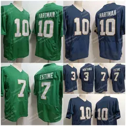 College 10 Sam Hartman Notre Dame Football Jersey 7 Audric Estime Joe Montana Navy  Green Mens Jersey Stitched New