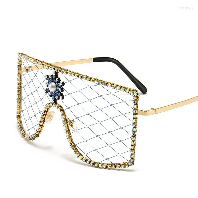 Sonnenbrille Mosengkw 2023 Fashion Oversized Diamond Steampunk Sonnenbrille Persönlichkeit Party Shade Eyewear