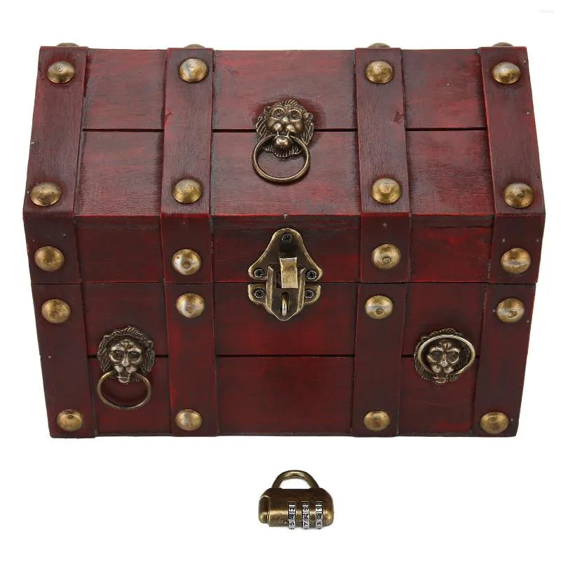 Watch Boxes Wooden Vintage Jewelry Box Collectible Decorative Combination Lock Storage Elegant Convenient Beautiful For