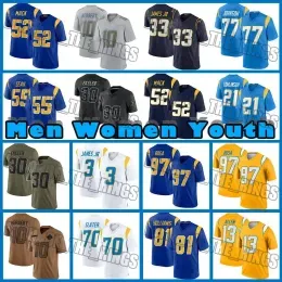 10 Justin Herbert Football Jerseys 3 Derwin James Jr. ``Chargers``Khalil Mack Joey Bosa Keenan Allen Dustin Hopkins Austin Ekeler Mike Williams Kendricks