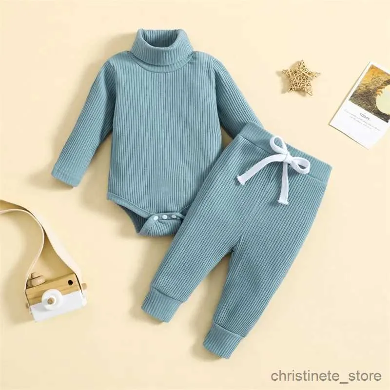 Kleidungsstücke Sets Neugeborene Kleidung Set Herbst Langarm Baby Girl Boy Jungen Winter Rippen hohe Nacken Strampler und Hosen Outfits Säugling Kleidung R231127