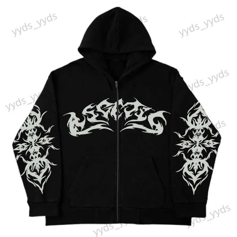 Herrtröjor tröjor amerikanska brev tryckt blixtlås hoodie cardigan kvinnor y2k ny gata populära gotiska tröjor par punk rock hoodies kvinnor t231127