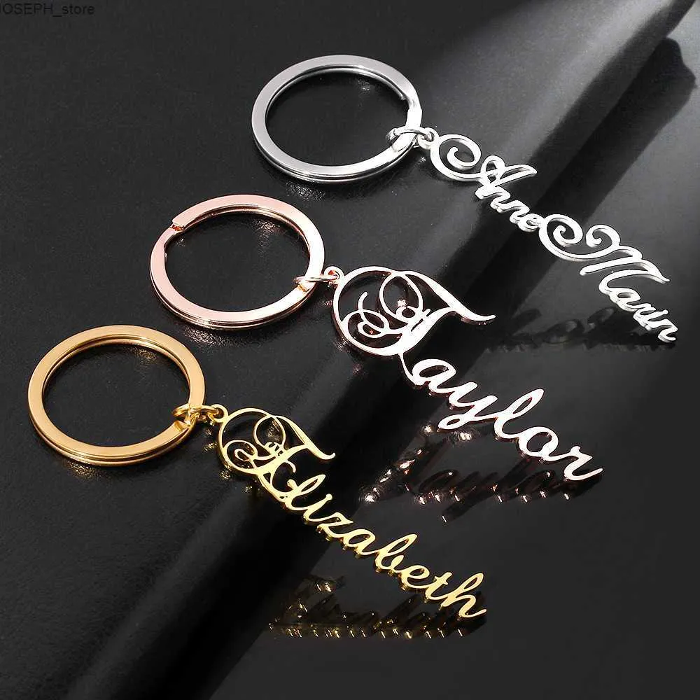 Porte-clés produits personnalisés Porte-clés pour femmes Nom personnalisé Pendentif Porte-clés de voiture pour homme en acier inoxydable cadeau pour invité de mariage J230427