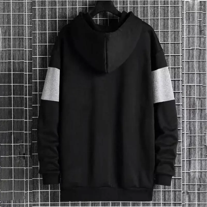 Sweat à capuche doux pour homme, Streetwear confortable, peluche, couleur assortie, coupe ample, poignets élastiques chauds pour le confort de l'automne/hiver