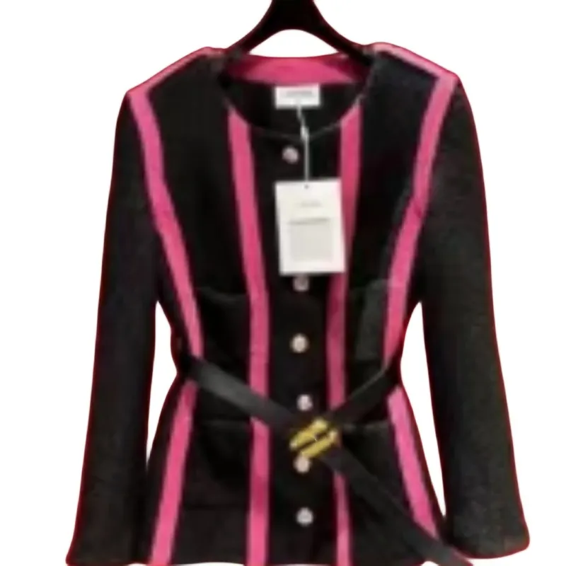 Lanmei High end European Product 2023 Autumn/Winter New Vintage Classic Elegant Style Celebrity Black Round Neck Multi Style Woolen Coat