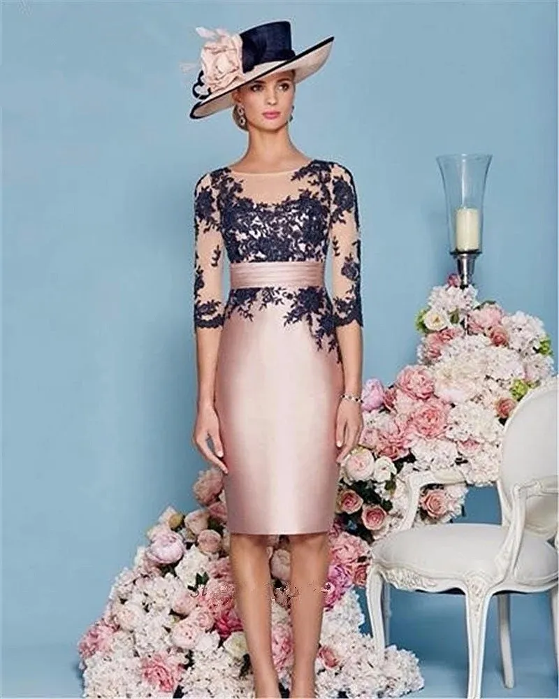2024 Nuovo Pizzo Abito La Madre Della Sposa Lunghezza Al Ginocchio Scoop Mezze Maniche Guaina In Raso Abiti Da Festa Di Nozze Abiti Da Sposo Di Alta Qualita 8 173 DHgate