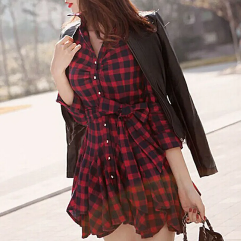 Casual Dresses Fashion Womens Lady Long Sleeve Ruffles Office