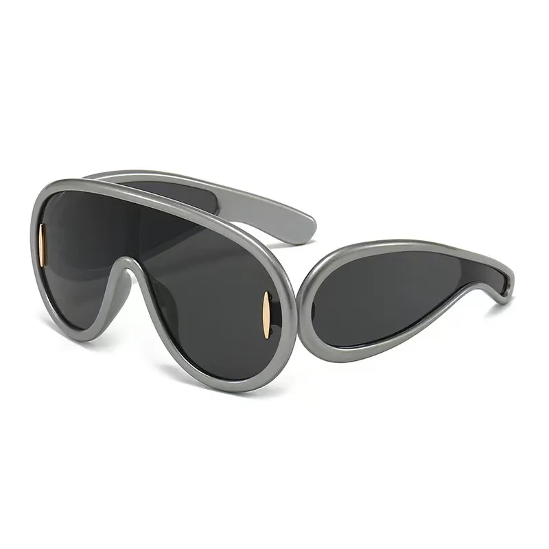 2024 Солнцезащитные очки с индивидуальным логотипом, соединительная деталь, солнцезащитные очки в стиле хип-хоп в большой оправе UV400, женские оттенки Y2k