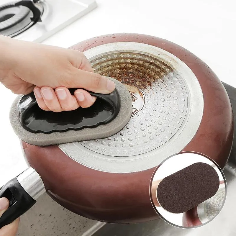 With Handle Nano Diamond Sand Sponge Wipe Magic Brush Kitchen Cleaning Brush Pot Scrubbing Brush Powerful Stain Removal Gadget