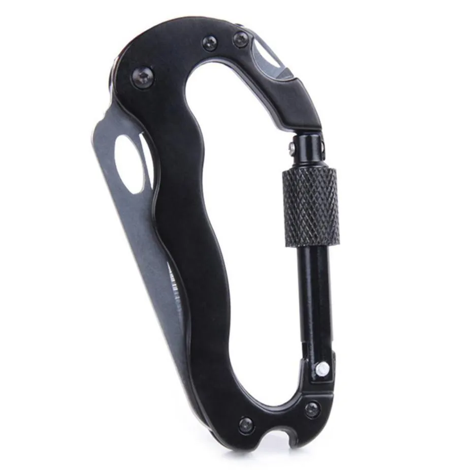 5 I 1 Multifunktionell utomhusklättringskniv Vandring Survival Rock Carabiner Tool Multi Tool Buckle Lock Opener Tool5955256