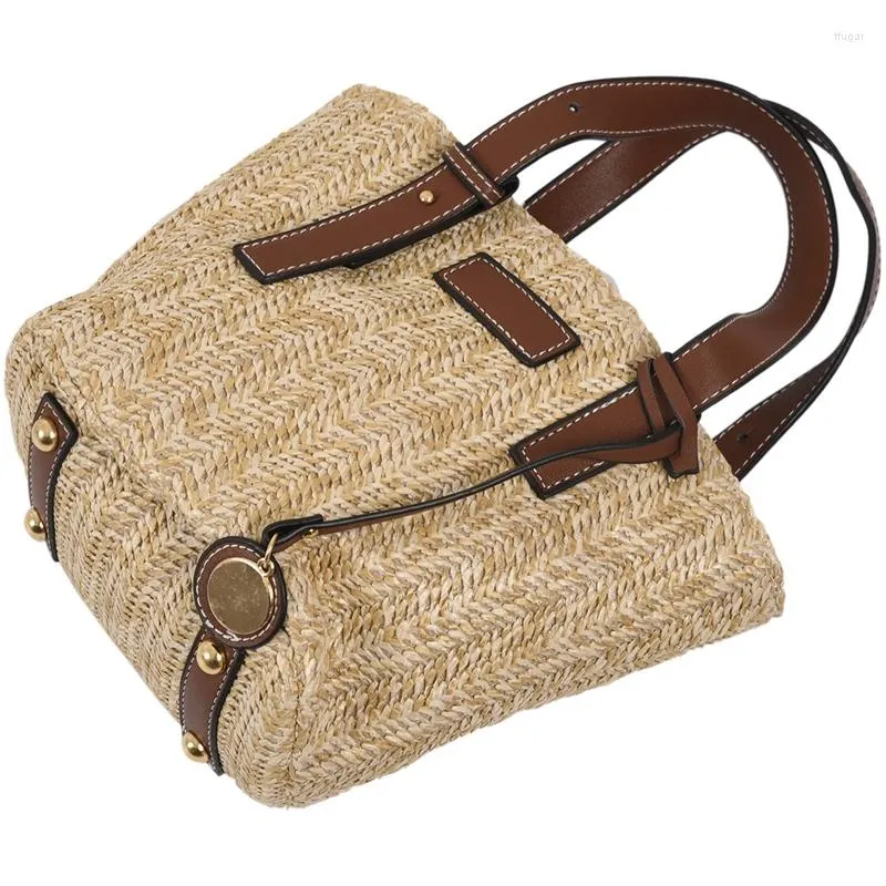 Bolsa de armazenamento feita à mão Bola feminina Vintage Retro Beach Bag corda de palha tricotada Big Messenger Lady Fresh Paper Pack for Summer Tote