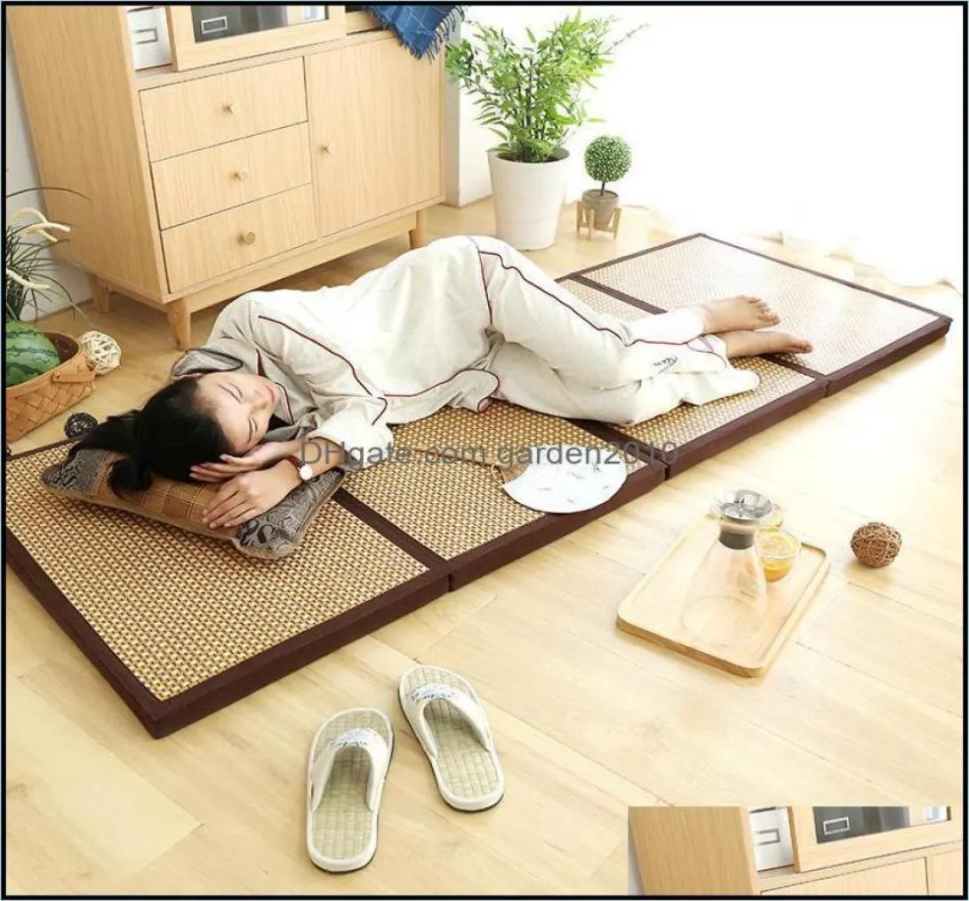 Carpets Foldable Mat Thickened JapaneseStyle Tatami Rattan Slee Summer Student Children Garten Nap Floor Bedroom Dro1149261