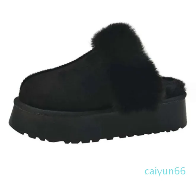 Pantoufles classiques d'hiver en fourrure, diapositives moelleuses, bande élastique en châtaigne, cuir épais coupe-vent, bottes de neige australiennes