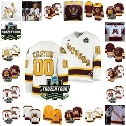 Wears 2022 NCAA Frozen Four Championship  Golden Gophers College Hockey Jersey 19 Vinni Lettieri 5 Nick Leddy 25 Justin Kloos 81 Phil Kessel 6 Erik Johnson Je