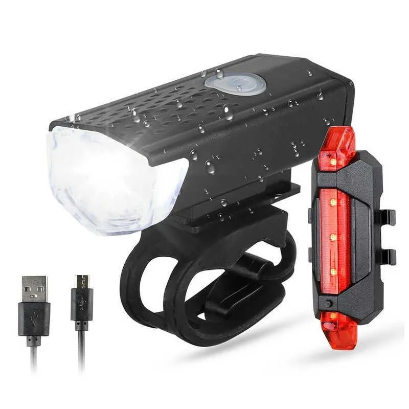 Bike Lights Bike Light Headlight Bicycle Lamp Flashlight MTB Front Light Rear Taillight Cycling Warning Light Waterproof USB Rechargeable P230427