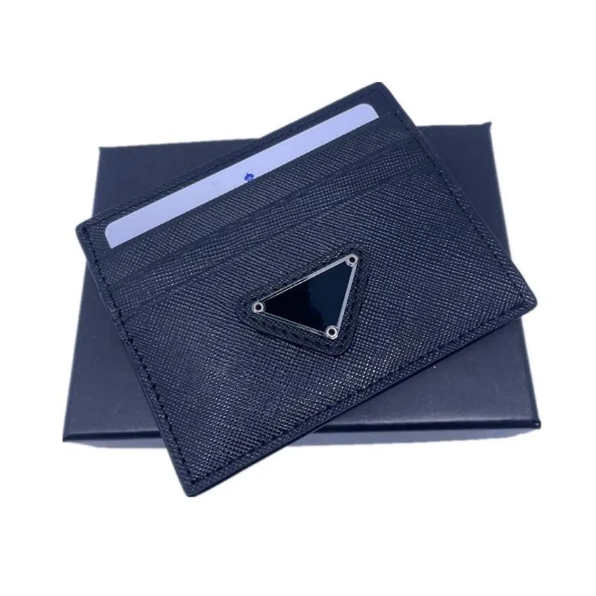 Zwarte echte lederen creditcardhouder Wallet Classic Business Mens ID -kaarten Case Coin Purse 2023 Nieuwe mode Slim Pocket Bag PO2789