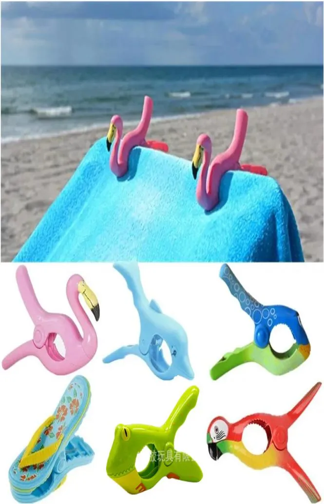 Grote wasknijpers haak dier papegaai dolfijn flamingo-vormige strandlakenklem om wind te voorkomen plastic wasknijper schattig drogen Cli1485280