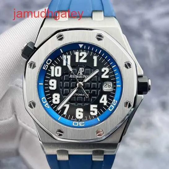 AP Swiss Luxury Watch Royal Oak Offshore 15701st Men's Watch Black and Blue Calender Deep Dive 300m 44mm Automatisk mekanisk klocka